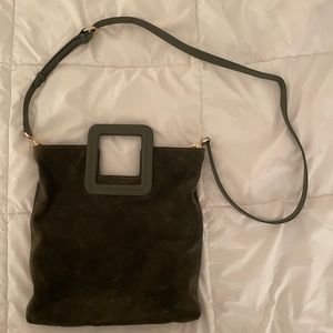 TMRW Studio dark green suede handle title bag crossbody bag
